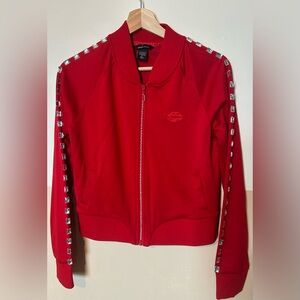 Moda International Scarlet Bomber Jacket with Metallic Accents